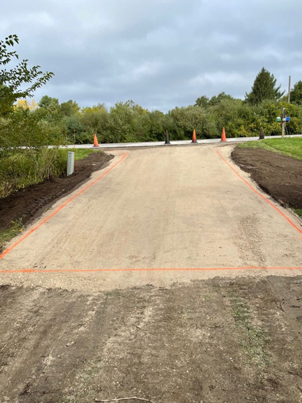 Marked driveway in prep for black top